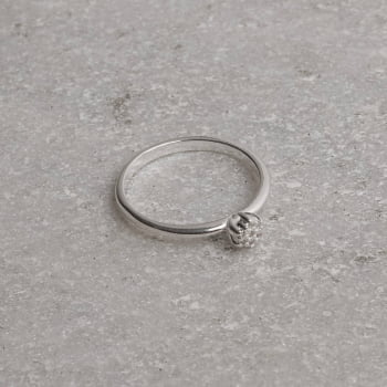 Anel Feminino Solitário Mini Zircônias Prata 925 AN32