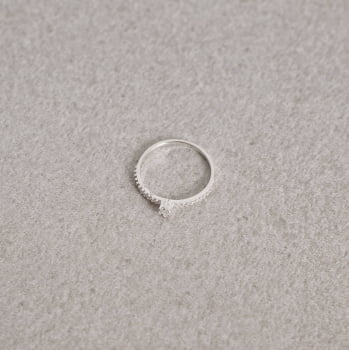 Anel Meia Aliança com Solitário 2mm Prata 925 AN2014