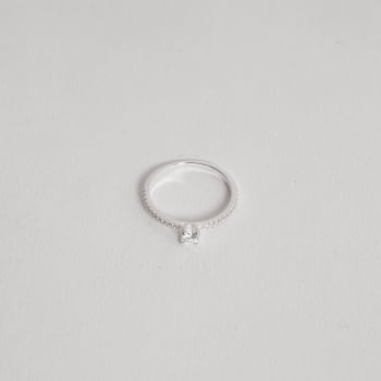Anel Meia Aliança Cristal com Solitário 3mm Prata 925 AN1899