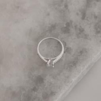 Anel Meia Aliança e Solitário 5mm Prata 925 AN1989