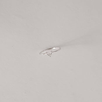 Anel Solitário Feminino Zircônia Coração 4mm Prata 925 AN2007