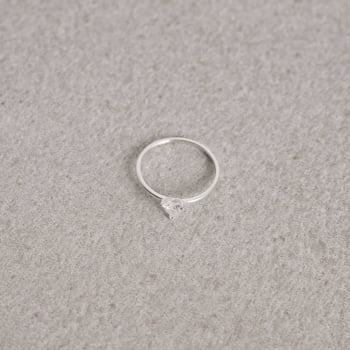 Anel Solitário Feminino Zircônia Coração 4mm Prata 925 AN2007