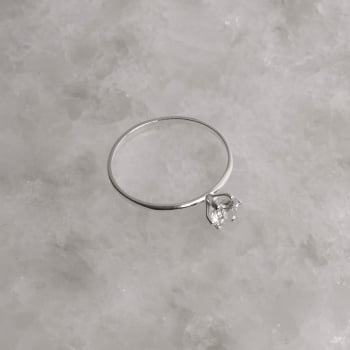 Anel Solitário Feminino Zircônia Redonda 5mm Cristal Prata 925 AN2152