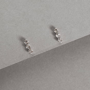 Brinco em Prata 925 Feminino 3 Zircônia Cristal 3mm BR52
