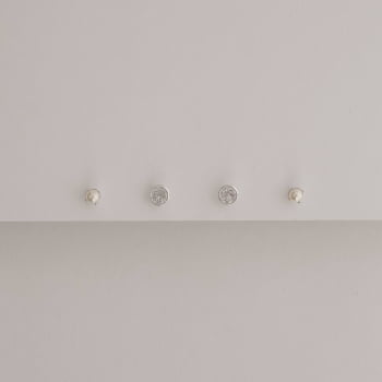 Brinco Feminino Dupla Pérola 3mm e Zircônia Embutida 4mm em Prata 925 DU175