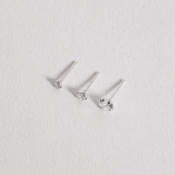 Brinco Feminino Trio Zircônia Redonda 3, 4 e 5mm Cristal Prata 925 TR20