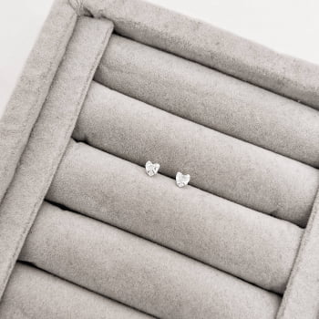 Brinco Feminino Zircônia Coração Cristal 4mm Prata 925 BR1175