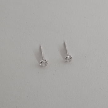 Brinco Feminino Zircônia Redonda Cristal 4mm em Prata 925 BR18