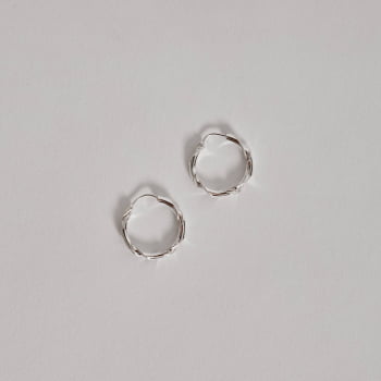 Brinco Prata 925 Feminino Argola Redonda 18mm Fio Torcido Leve BR3692