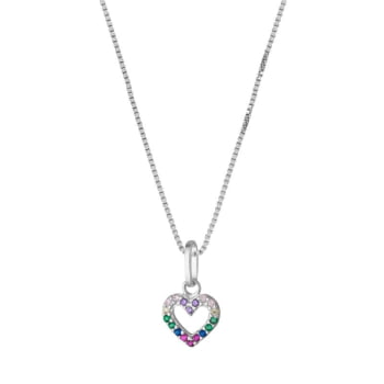 Colar Feminino em Prata 925 Coração Colors 8x8mm 45cm 3450245 Colar Feminino em Prata 925 Coração Colors 8x8mm 45cm 3450245