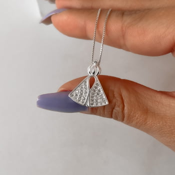 Colar Feminino Entremeio Nsa. Sra. Aparecida Cravejada 19mm 45cm em Prata 925 CO1804