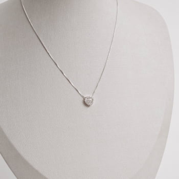 Colar Feminino Pingente Coração Cravejado 9mm 45cm em Prata 925 CO2616