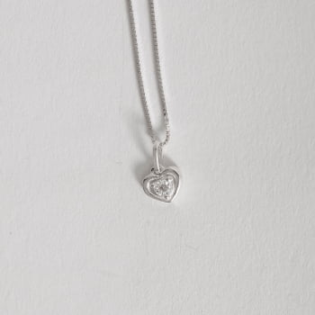 Colar Feminino Pingente Coração Vazado com zircônia 8mm 40cm em Prata 925 CO3854 Colar Feminino Pingente Coração Vazado com zircônia 8mm 40cm em Prata 925 CO3854