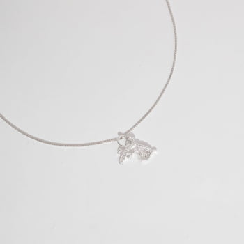 Colar Feminino Pingente Cruz e Espírito Santo Cravejados 8mm 40cm em Prata 925 CO1819