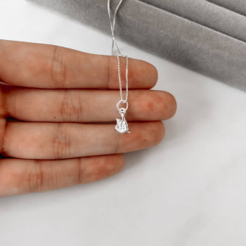 Colar Feminino Pingente Espírito Santo Cravejado 7mm 40cm em Prata 925 CO956 Colar Feminino Pingente Espírito Santo Cravejado 7mm 40cm em Prata 925 CO956
