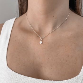 Colar Feminino Pingente Espírito Santo Cravejado 7mm 40cm em Prata 925 CO956
