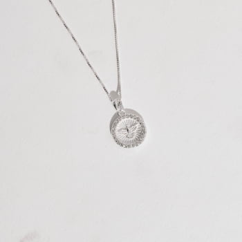 Colar Feminino Pingente Medalha Espírito Santo Cravejada 13mm 45cm em Prata 925 CO3003 Colar Feminino Pingente Medalha Espírito Santo Cravejada 13mm 45cm em Prata 925 CO3003