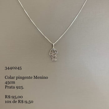 Colar Feminino Pingente Menino Corrente Veneziana 45cm em Prata 925 3440245 Colar Feminino Pingente Menino Corrente Veneziana 45cm em Prata 925 3440245