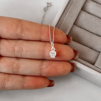 Colar Feminino Pingente Zircônia Coração 5mm 40cm em Prata 925 CO3008 Colar Feminino Pingente Zircônia Coração 5mm 40cm em Prata 925 CO3008