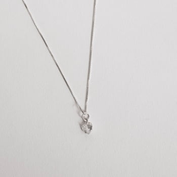 Colar Feminino Pingente Zircônia Coração 6mm 40cm em Prata 925 CO1132