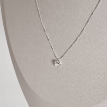 Colar Feminino Pingente Zircônia Coração 6mm 40cm em Prata 925 CO912