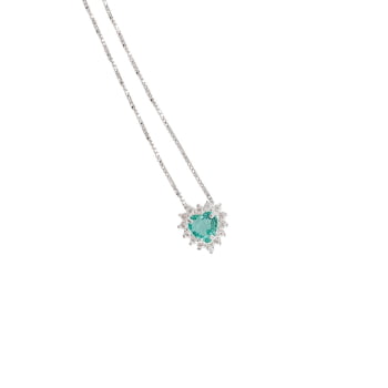 Colar Feminino Pingente Zircônia Coração Turmalina com Cravejado 9mm 45cm em Prata 925 CO3685