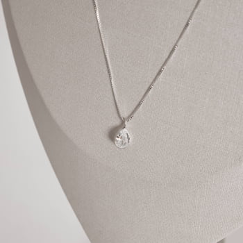 Colar Feminino Pingente Zircônia Gota 45cm em Prata 925 CO2144
