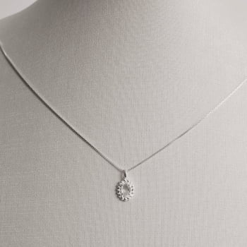Colar Feminino Pingente Zircônia Oval Cristal Detalhe Torcido 10mm 45cm em Prata 925 CO3504