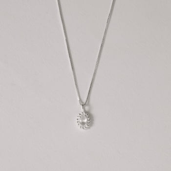 Colar Feminino Pingente Zircônia Oval Cristal Detalhe Torcido 10mm 45cm em Prata 925 CO3504