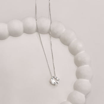 Colar Feminino Zircônia Cristal 8mm 45cm em Prata 925 CO220 Colar Feminino Zircônia Cristal 8mm 45cm em Prata 925 CO220