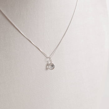 Colar Feminino Zircônia Redonda Cristal 8mm 45cm em Prata 925 CO2739