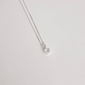 Colar Feminino Zircônia Redonda Cristal 8mm 45cm em Prata 925 CO2739