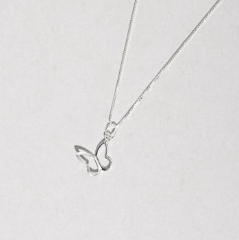 Colar Pingente Borboleta Vazada de lado 11mm 45cm em Prata 925 CO1979