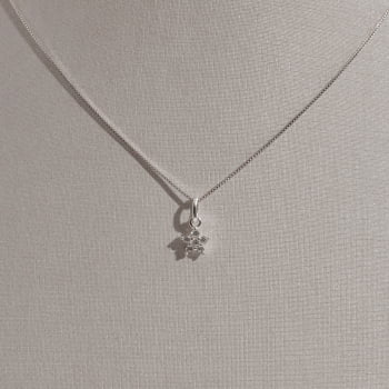 Conjunto Brinco e Colar Feminino Flor Cravejado 7mm 40cm Prata 925 CJ270