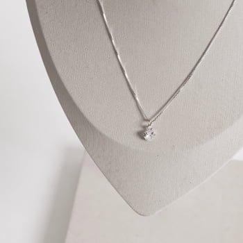 Conjunto Brinco e Colar Feminino Zircônia Coração Cristal 6mm 40cm CJ212