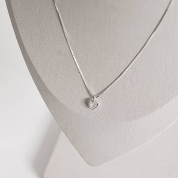 Conjunto Brinco e Colar Feminino Zircônia Coração Embutida 6mm 40cm CJ202