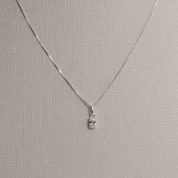 Conjunto Brinco e Colar Feminino Zircônia Oval 45cm Prata 925 CJ283