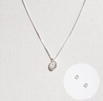 Conjunto Brinco e Colar Feminino Zircônia Redonda Embutida 6mm 40cm CJ254