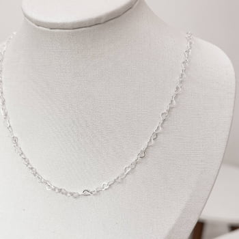 Corrente Feminina Coração Vazado 4.4 45cm Prata 925 CR409