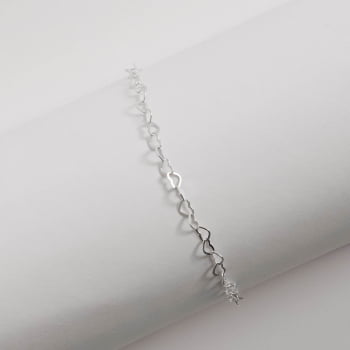 Pulseira Feminina Corrente Coração 3.1 19cm em Prata 925 PU945 Pulseira Feminina Corrente Coração 3.1 19cm em Prata 925 PU945