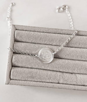 Pulseira Feminina Entremeio Medalha São Bento Desenhada 15mm em Prata 925 PU907