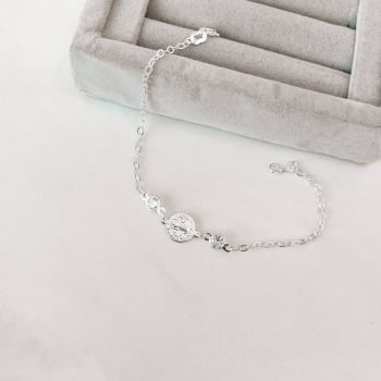 Pulseira Feminina Entremeio São Bento e Zircônias 5mm em Prata 925 PU884