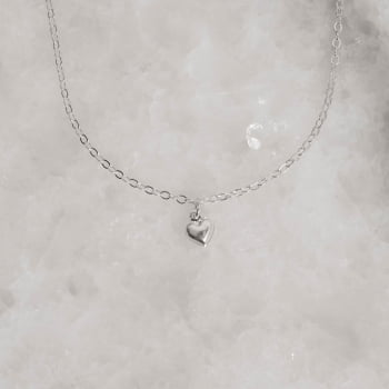 Pulseira Feminina Pingente Coração 6mm 19cm em Prata 925 PU977