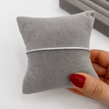 Pulseira Feminina Riviera Cristal 1.7mm 15,5cm com alongadora em Prata 925 PU1477 Pulseira Feminina Riviera Cristal 1.7mm 15,5cm com alongadora em Prata 925 PU1477