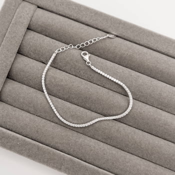 Pulseira Feminina Riviera Cristal 1.7mm 15,5cm com alongadora em Prata 925 PU1477
