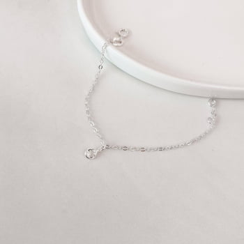 Pulseira Infantil Feminina Pingente Zircônia Cristal 5mm em Prata 925 PU887
