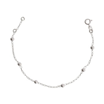 Pulseira Feminina Entremeio Bolas 4mm Corrente Cartier 18,5cm em Prata 925 PU1212