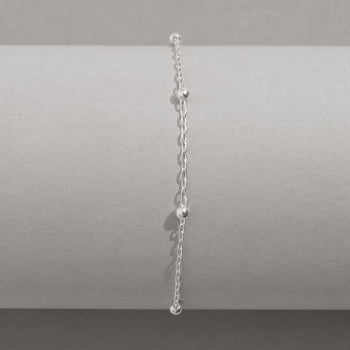 Pulseira Feminina Entremeio Bolas 4mm Corrente Cartier 18,5cm em Prata 925 PU1212