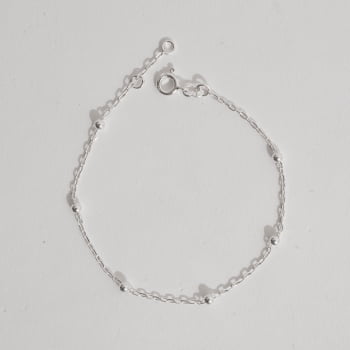 Pulseira Feminina Entremeio Bolas 4mm Corrente Cartier 18,5cm em Prata 925 PU1212 Pulseira Feminina Entremeio Bolas 4mm Corrente Cartier 18,5cm em Prata 925 PU1212