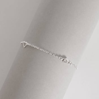 Pulseira Prata 925 Feminina Entremeios Zircônia e Coração Vazado 6mm 19cm PU1551